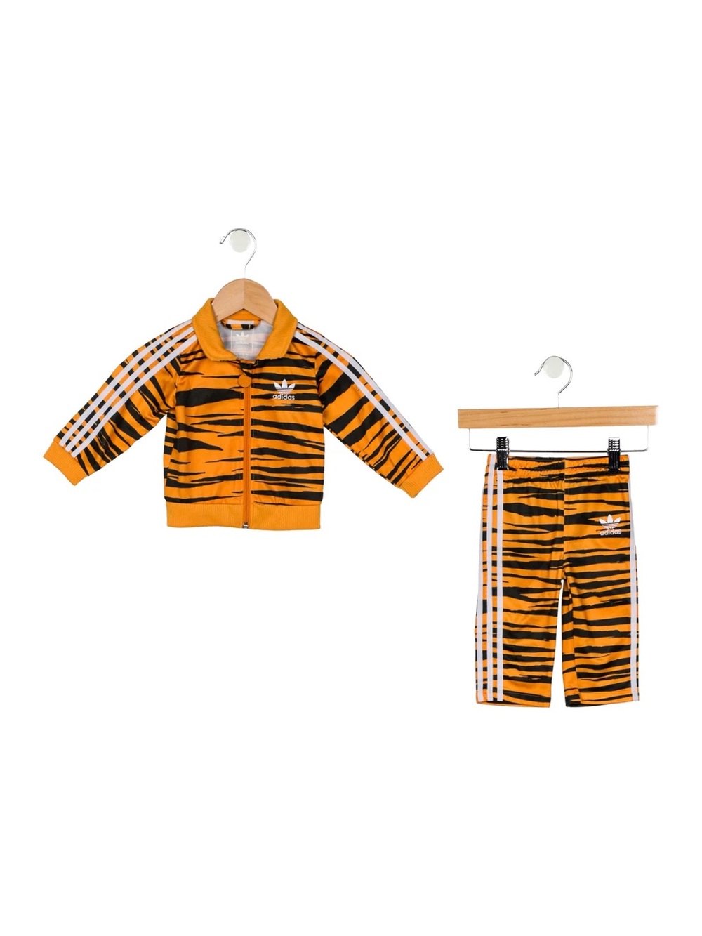Adidas Orange & Black Tiger Stripe Toddler Kids Track Jacket & Pants